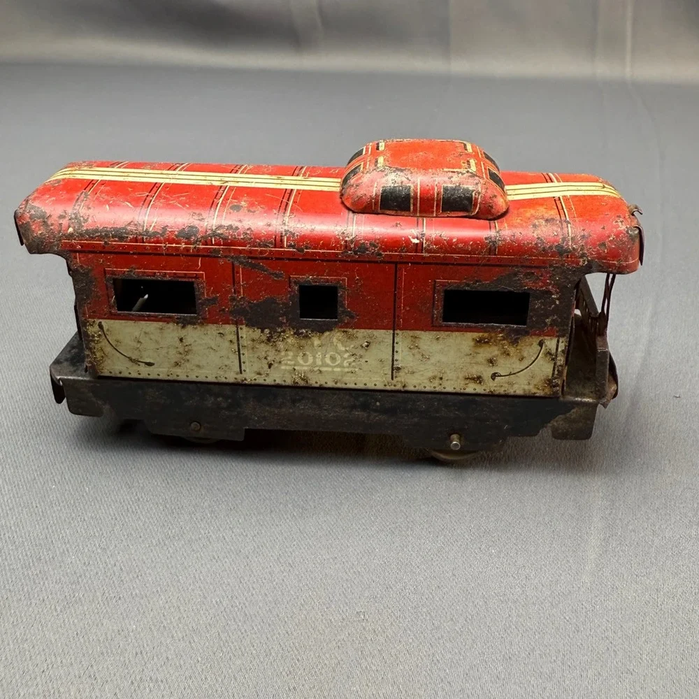 Vintage Marx 20102 Tin Litho Caboose Red NYC‎ Scale MCM Train Car Antique